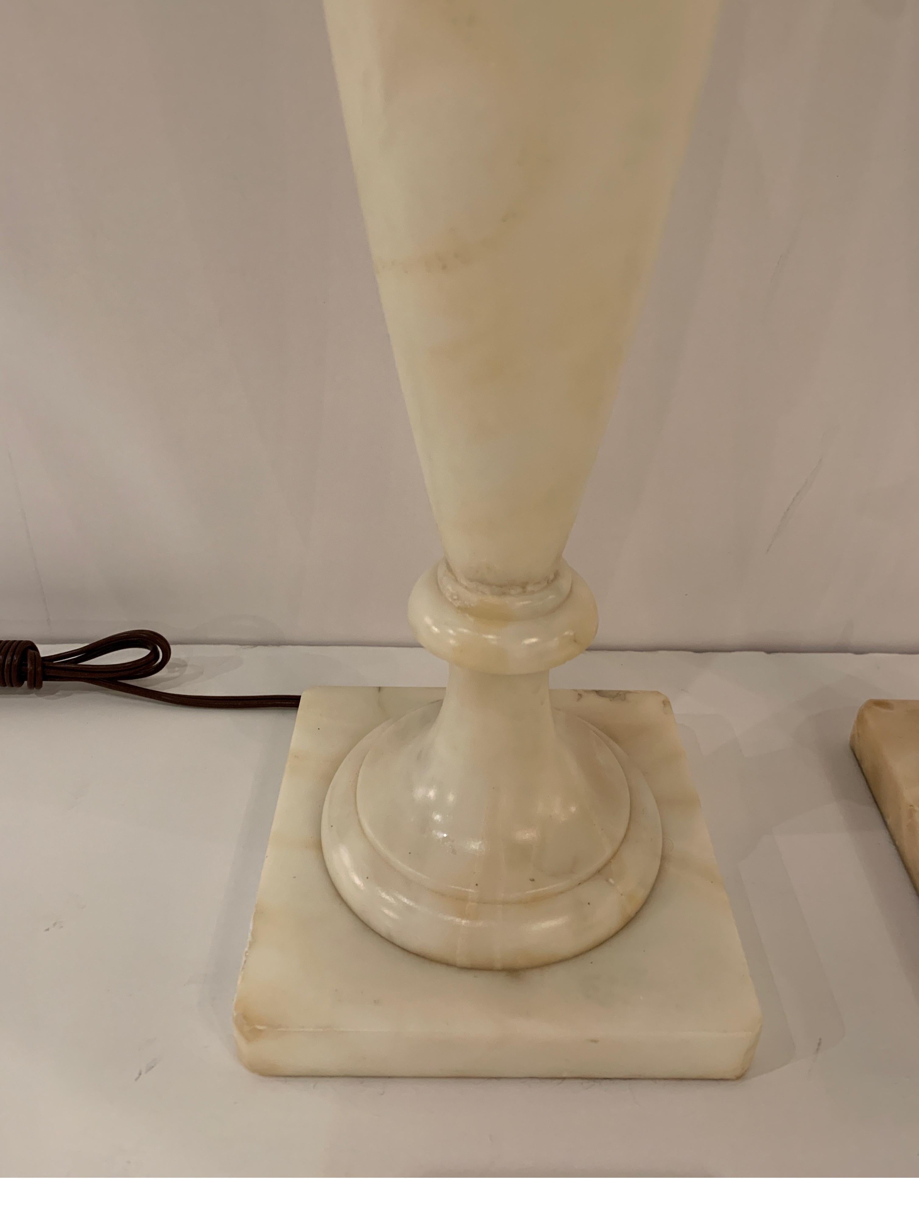 Pair of Neoclassical Italian Marble Lamps 4