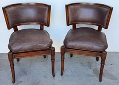 Pair of Neoclassical Klismos Chairs with Caned Seats and Leather Cushions