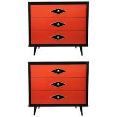 Pair of Neoclassical Lacquered Chests or Commodes