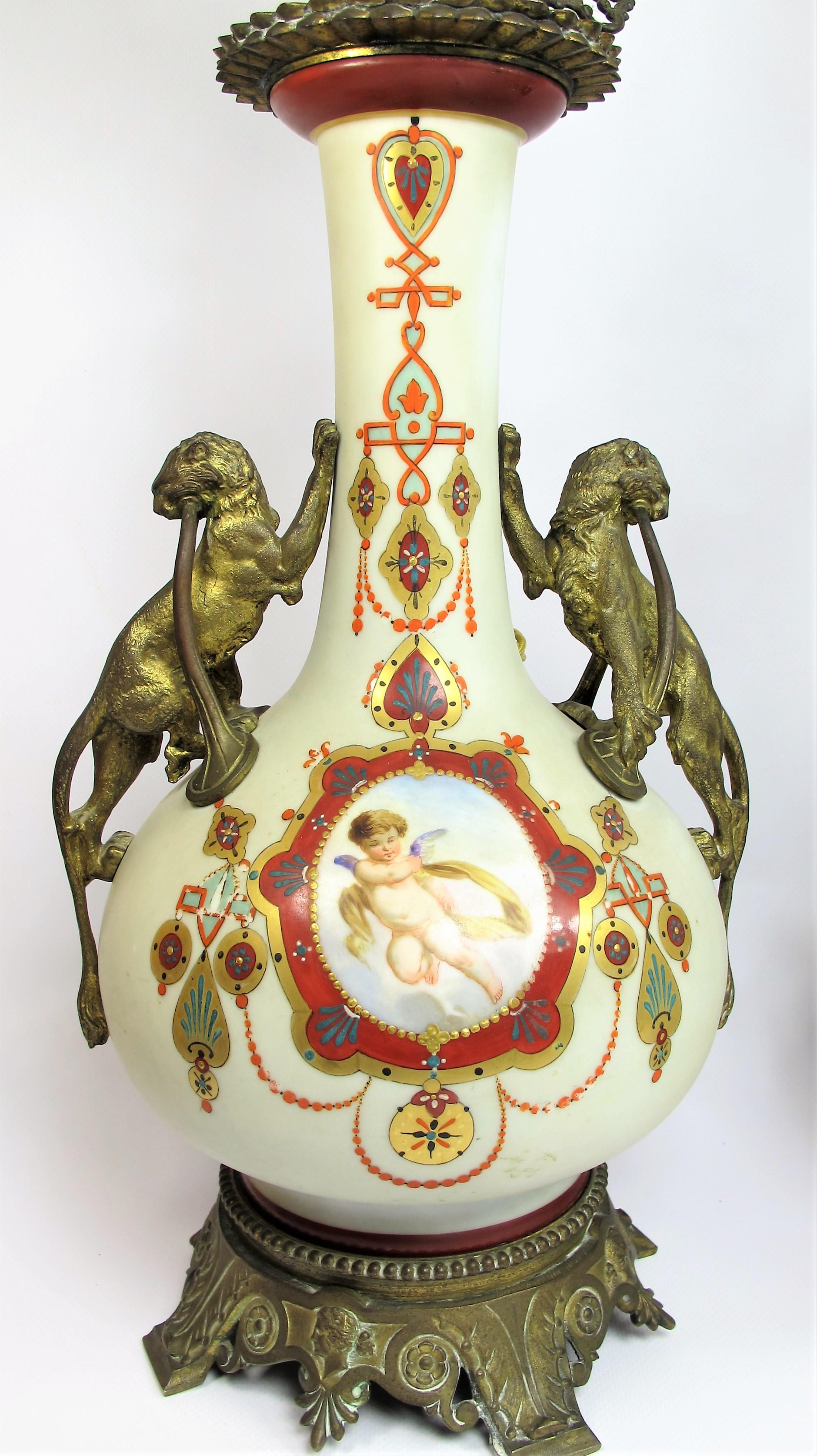 Greek Revival Pair of Neoclassical Lamps in Porcelain and Bronze, 19th Century For Sale
