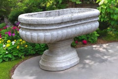 Pair of Neoclassical Large Carved Istria Stone Vases