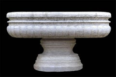 Pair of Neoclassical Large Carved Istria Stone Vases