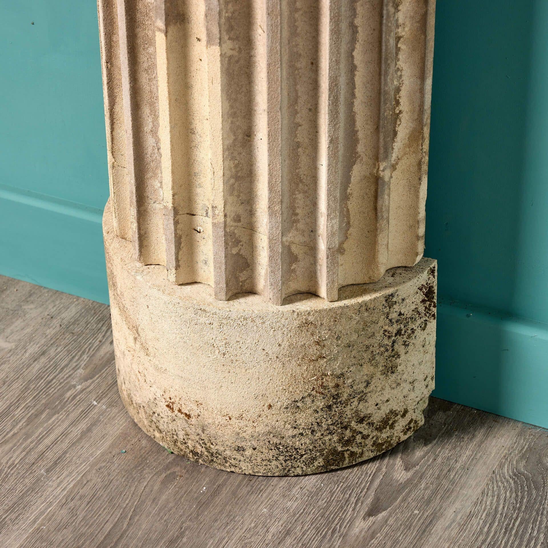 19th Century Pair of Neoclassical Limestone Column Pedestals For Sale
