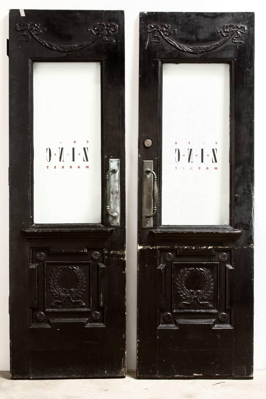 Pair of Neoclassical Louis XVI Lacquered Pub or Bistro Doors 1
