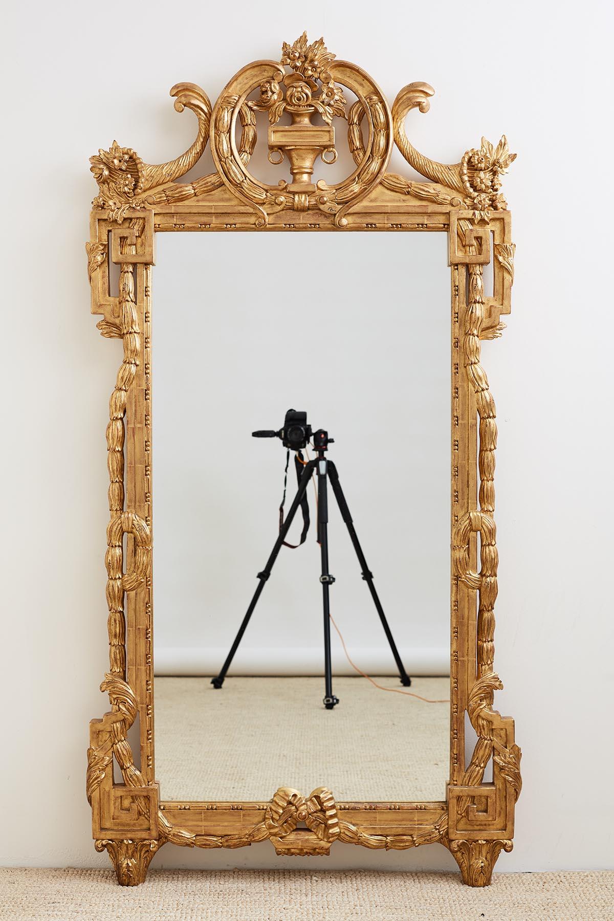 French Pair of Neoclassical Louis XVI Style Giltwood Mirrors