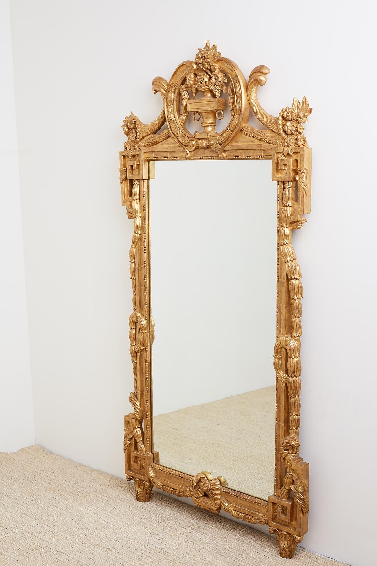 Pair of Neoclassical Louis XVI Style Giltwood Mirrors In Excellent Condition In Rio Vista, CA