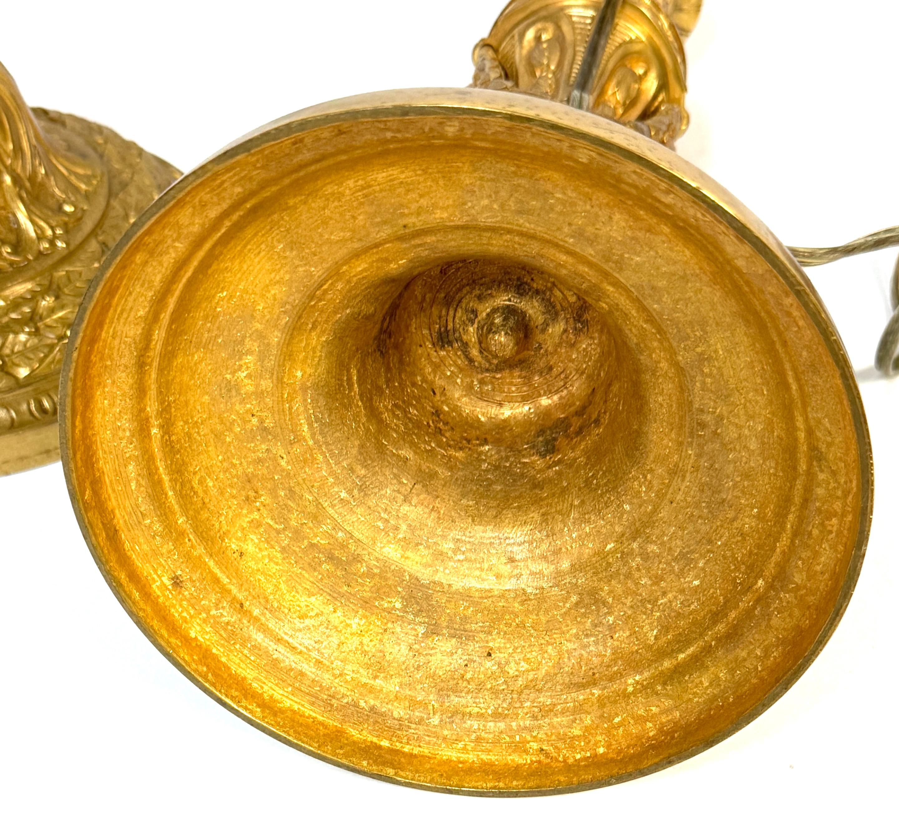 Pair of Neoclassical Louis XVI-Style Ormolu Candlesticks, Now as Lamps For Sale 7