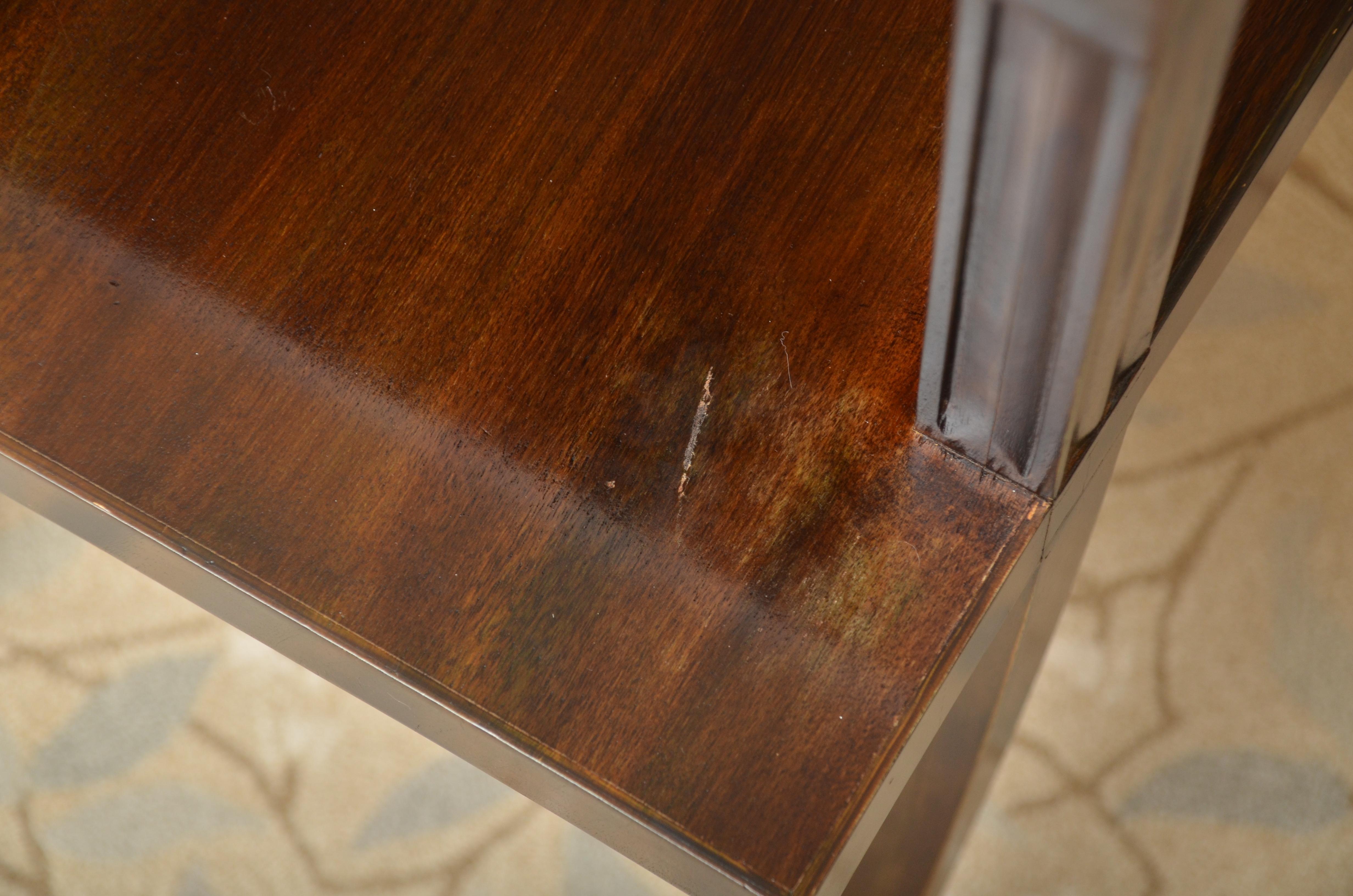 Pair of Neoclassical Mahogany and Travertine Two-Tier Tables 3