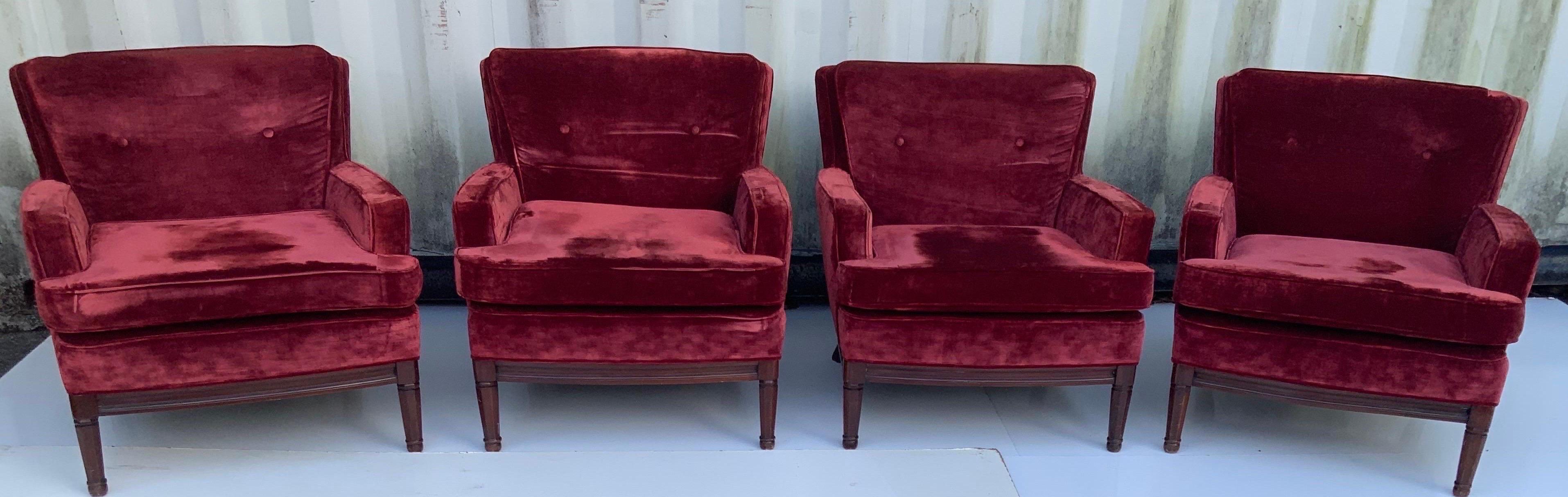 Pair of Neoclassical Maison Jansen Lounge Chairs circa 1960, 2 Pairs Available For Sale 5