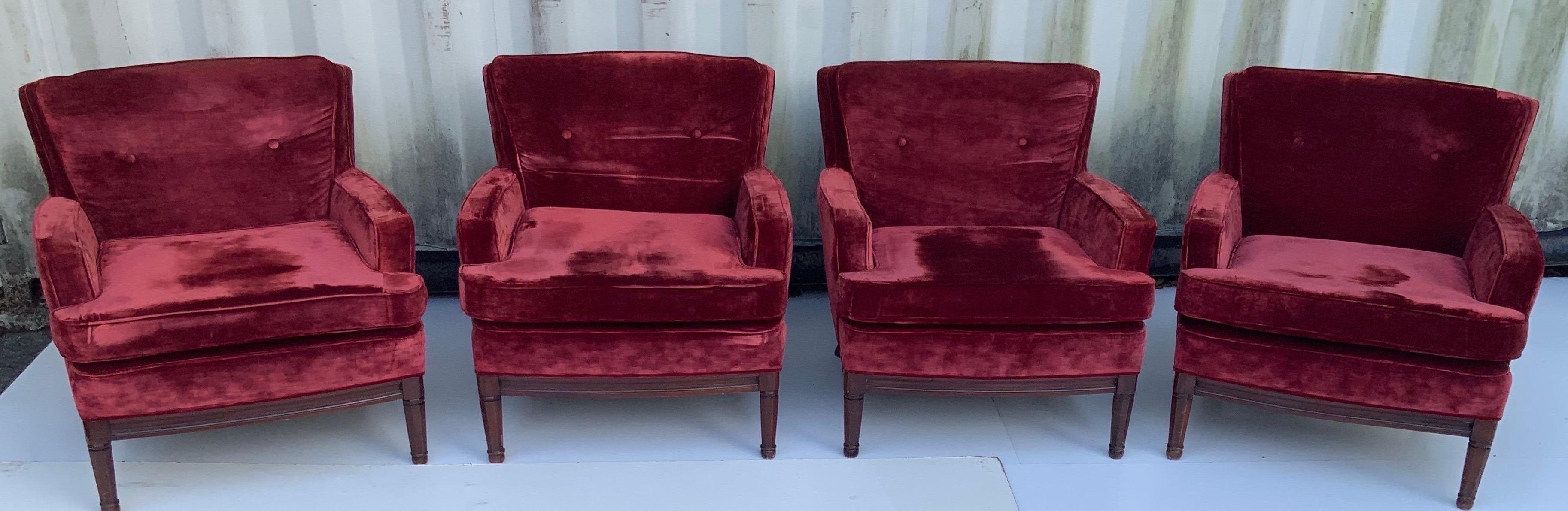 Pair of Neoclassical Maison Jansen Lounge Chairs circa 1960, 2 Pairs Available For Sale 6