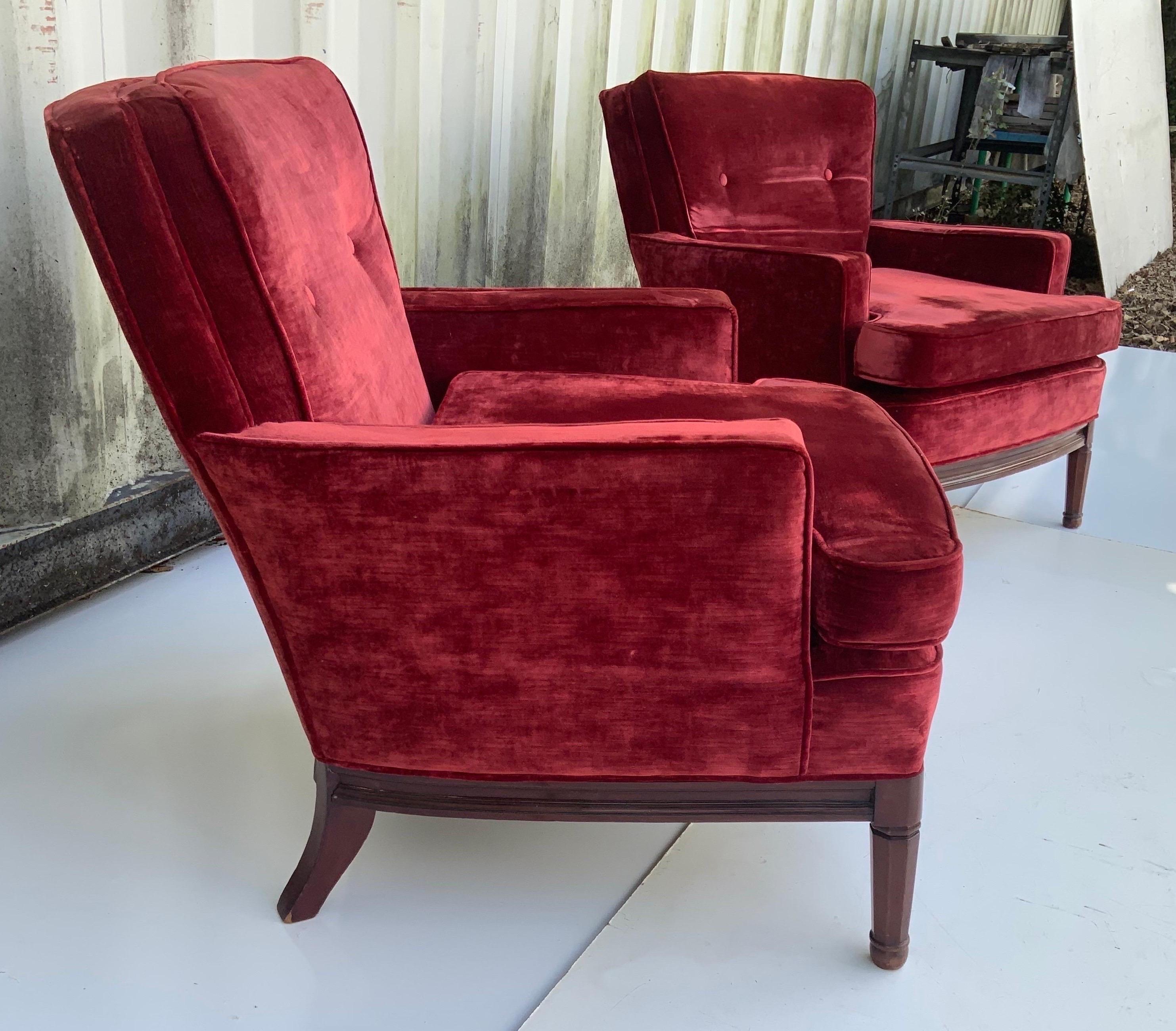 Mid-20th Century Pair of Neoclassical Maison Jansen Lounge Chairs circa 1960, 2 Pairs Available For Sale