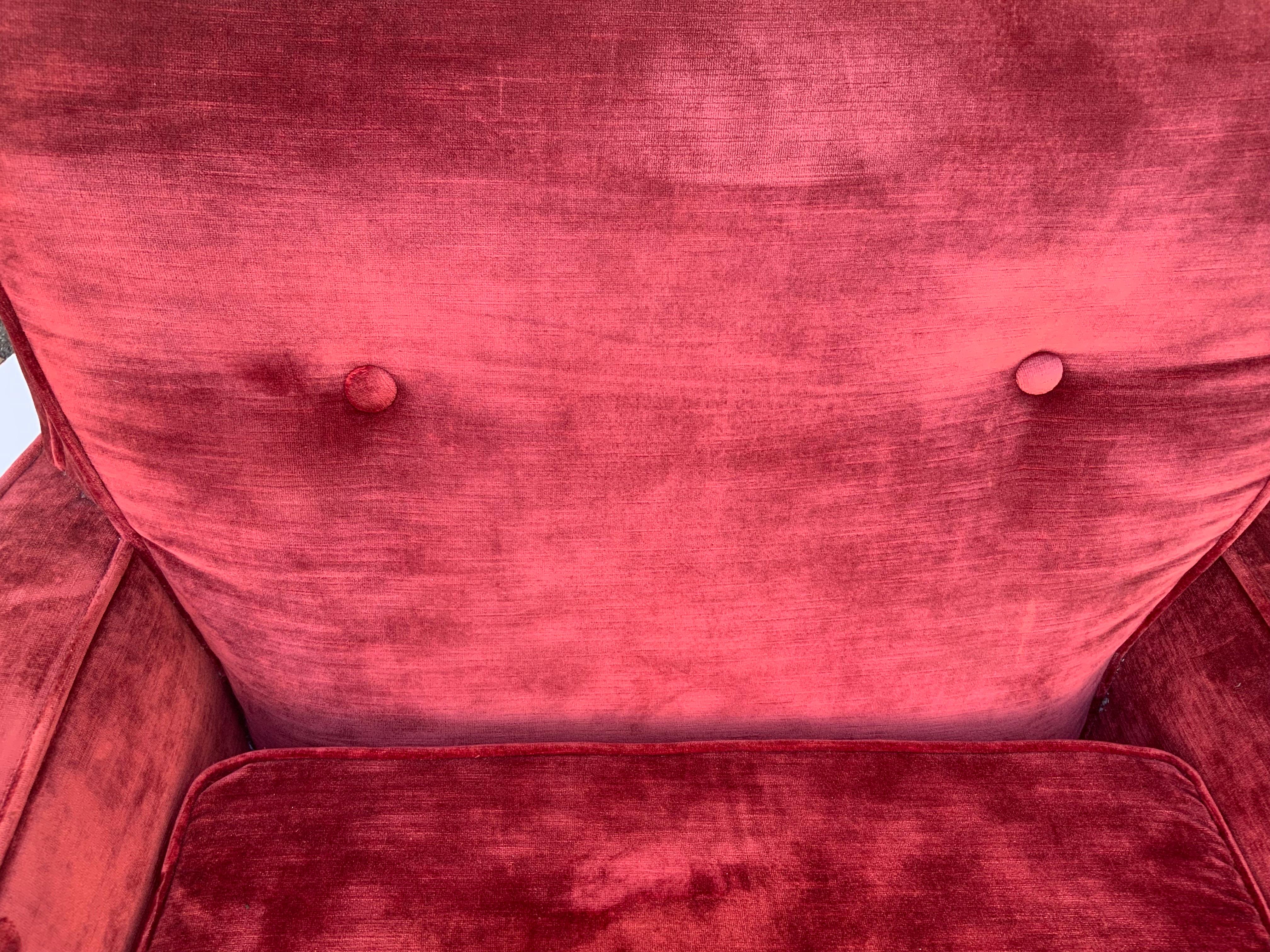 Velvet Pair of Neoclassical Maison Jansen Lounge Chairs circa 1960, 2 Pairs Available For Sale