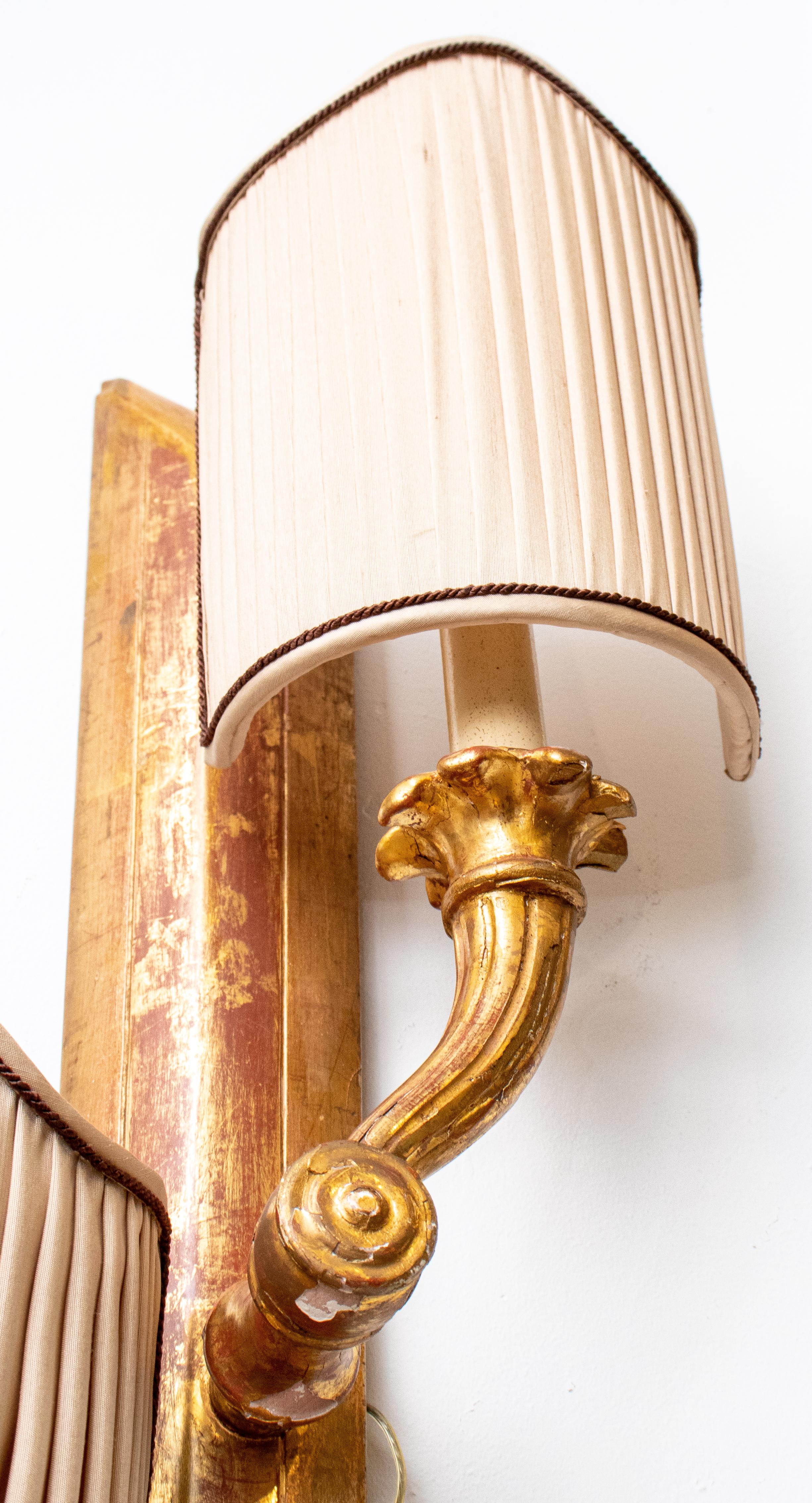 Pair of Neoclassical Manner Giltwood Wall Sconces For Sale 1
