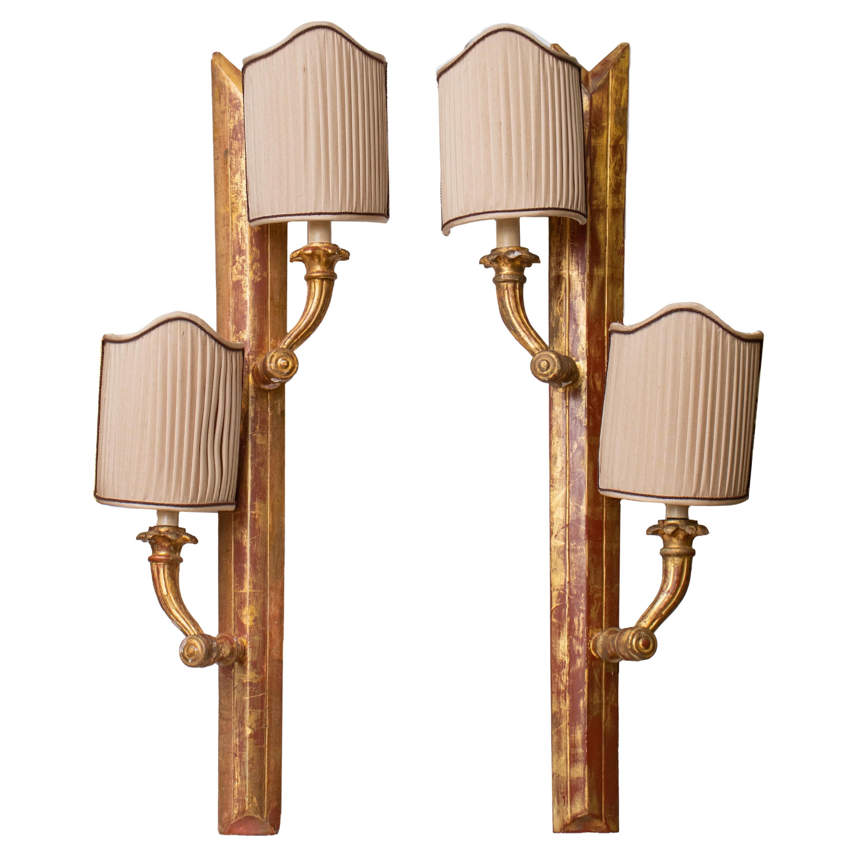 Pair of Neoclassical Manner Giltwood Wall Sconces For Sale
