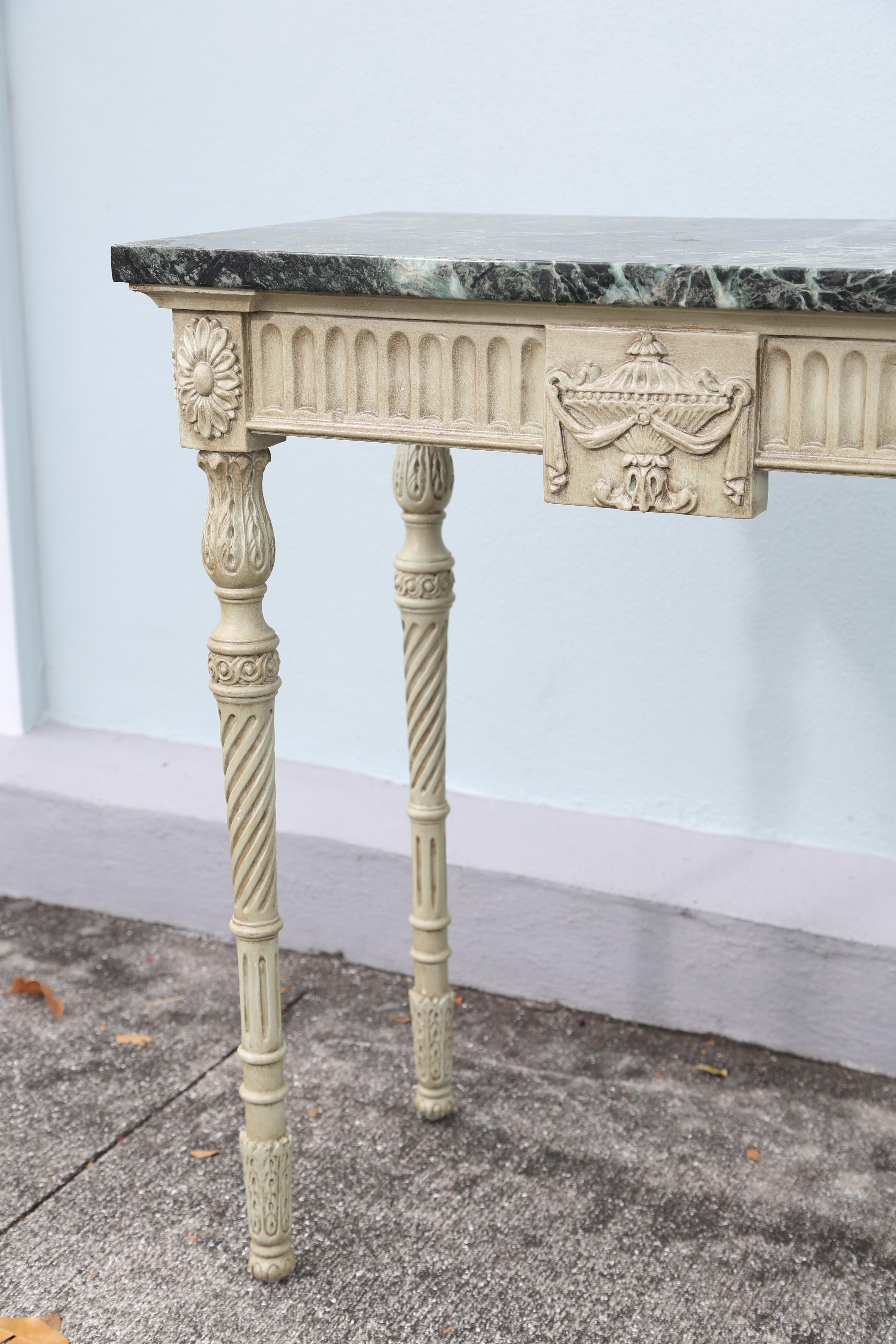 French Pair of Neoclassical Marble Top Consoles