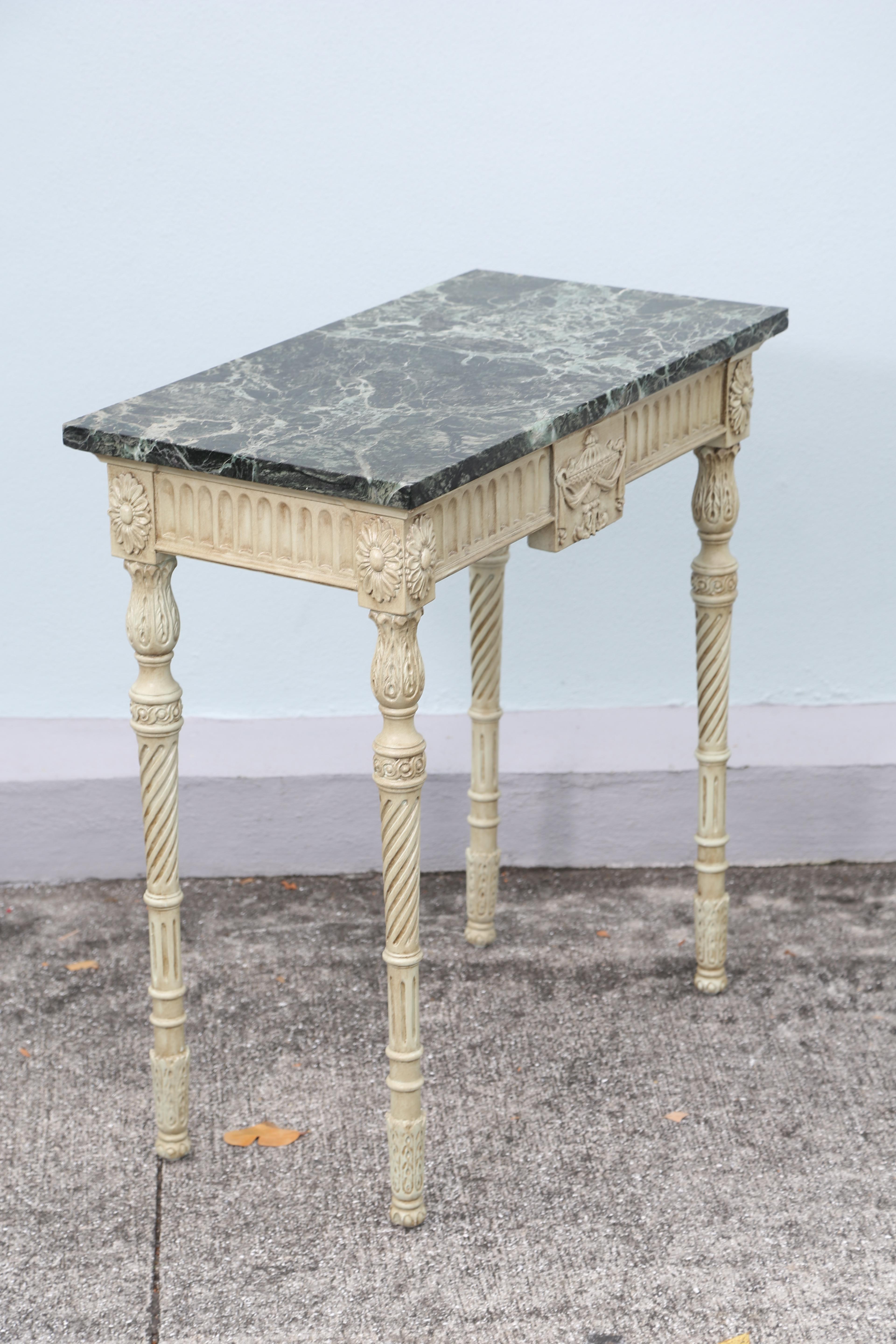 Pair of Neoclassical Marble Top Consoles 3