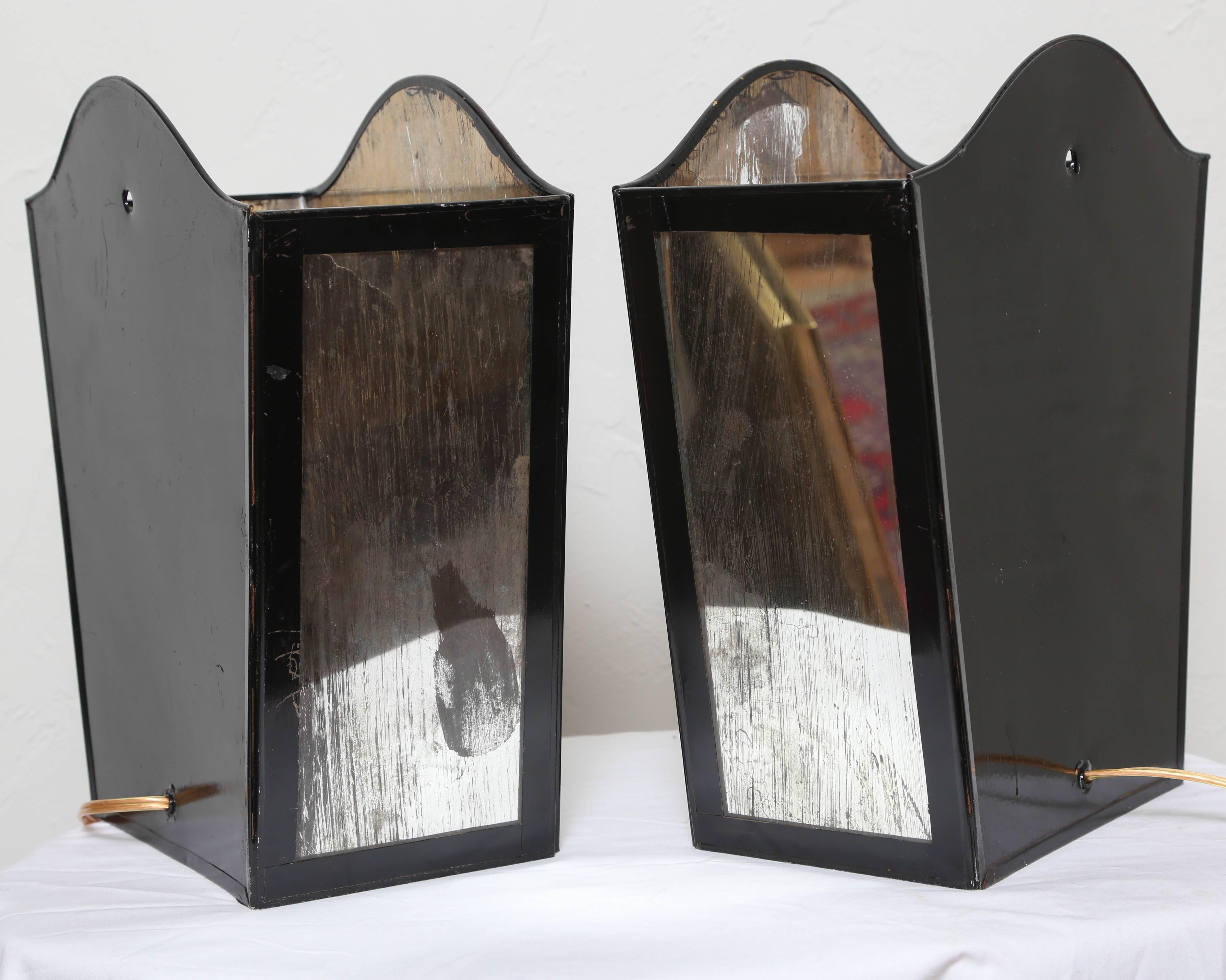 Pair of Neoclassical Mirrored Wall Sconces For Sale 2