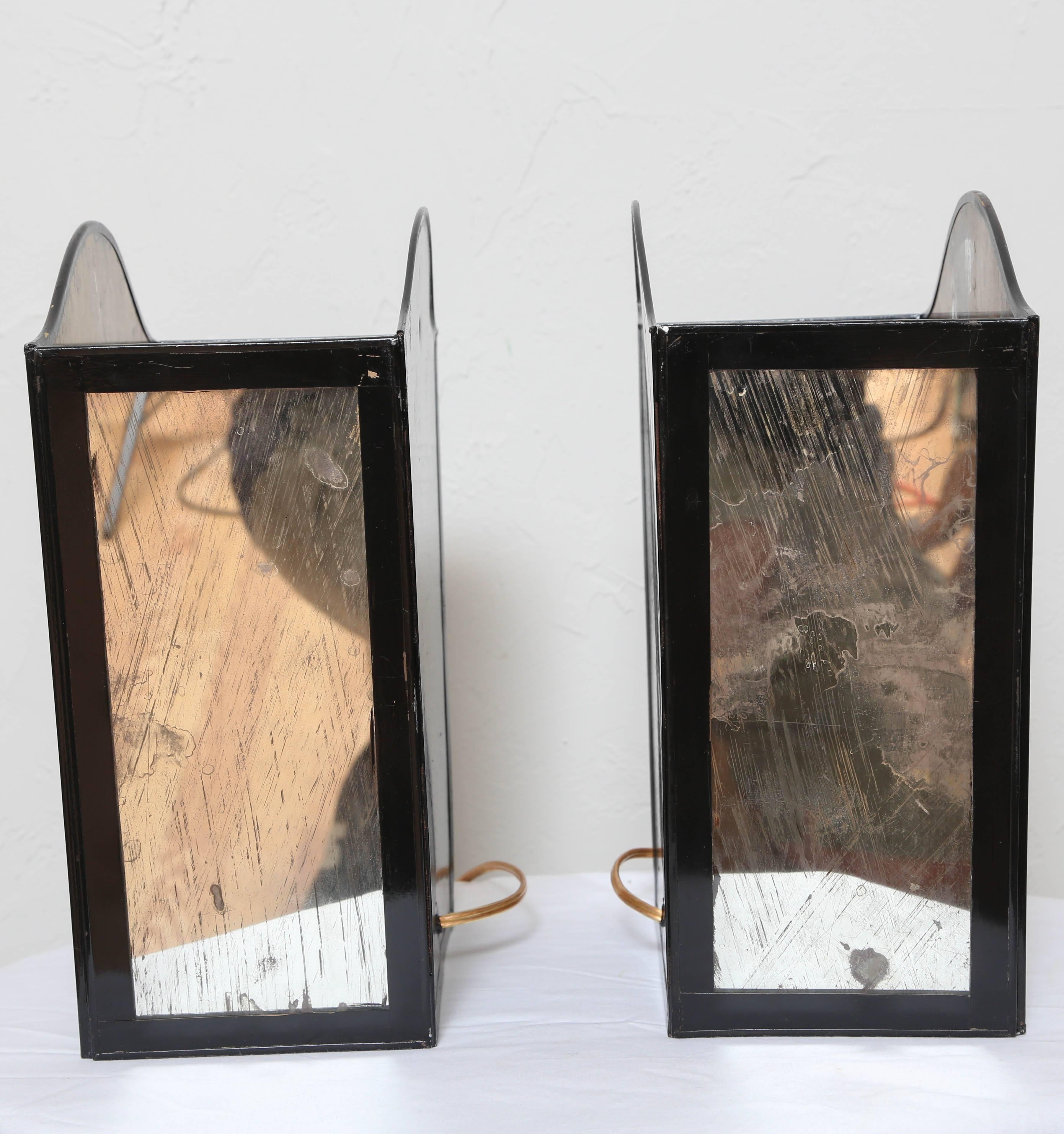 Pair of Neoclassical Mirrored Wall Sconces For Sale 4