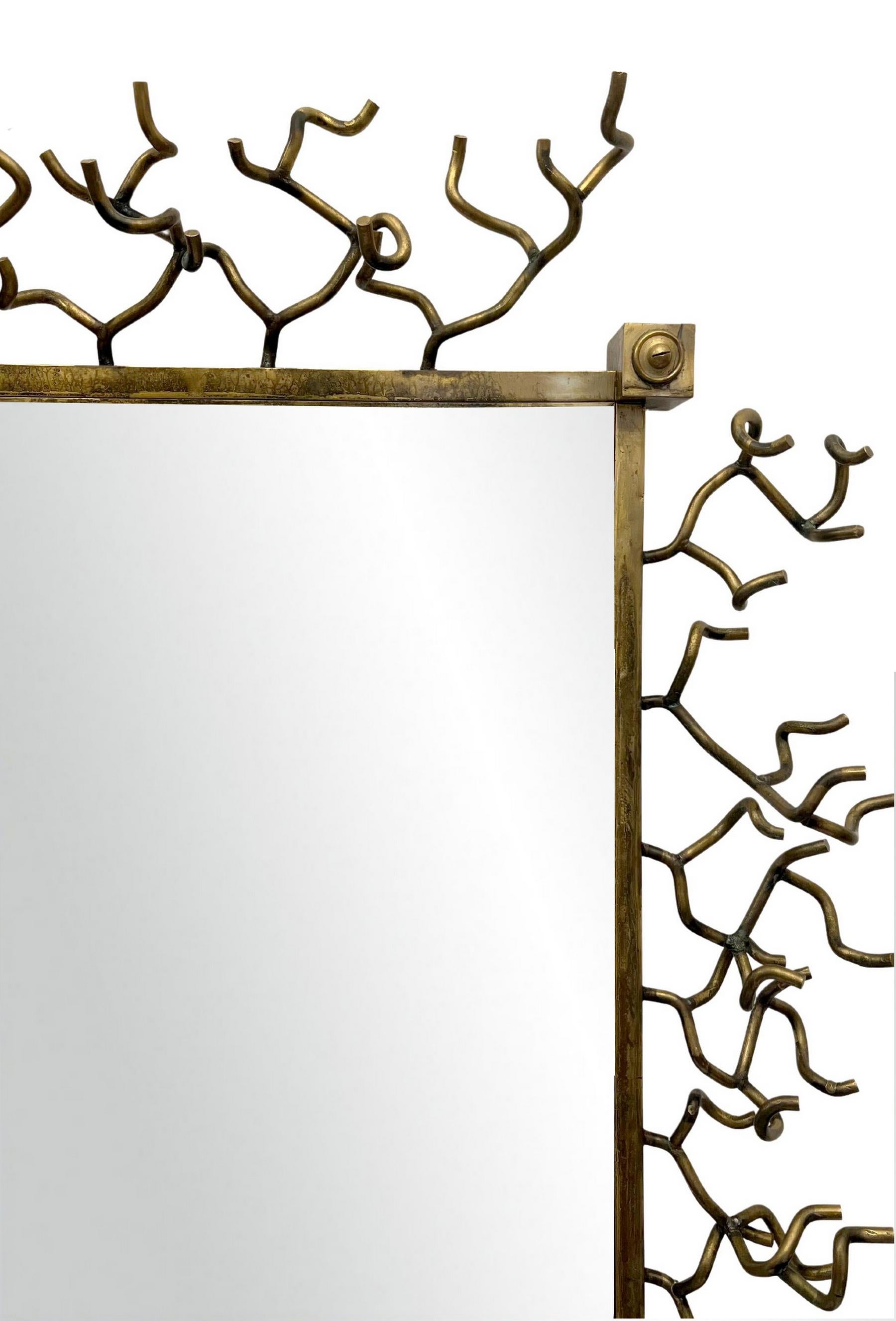 Pair of Neoclassical Mirrors in Bronze with Frame in Imitation of Coral For Sale 2