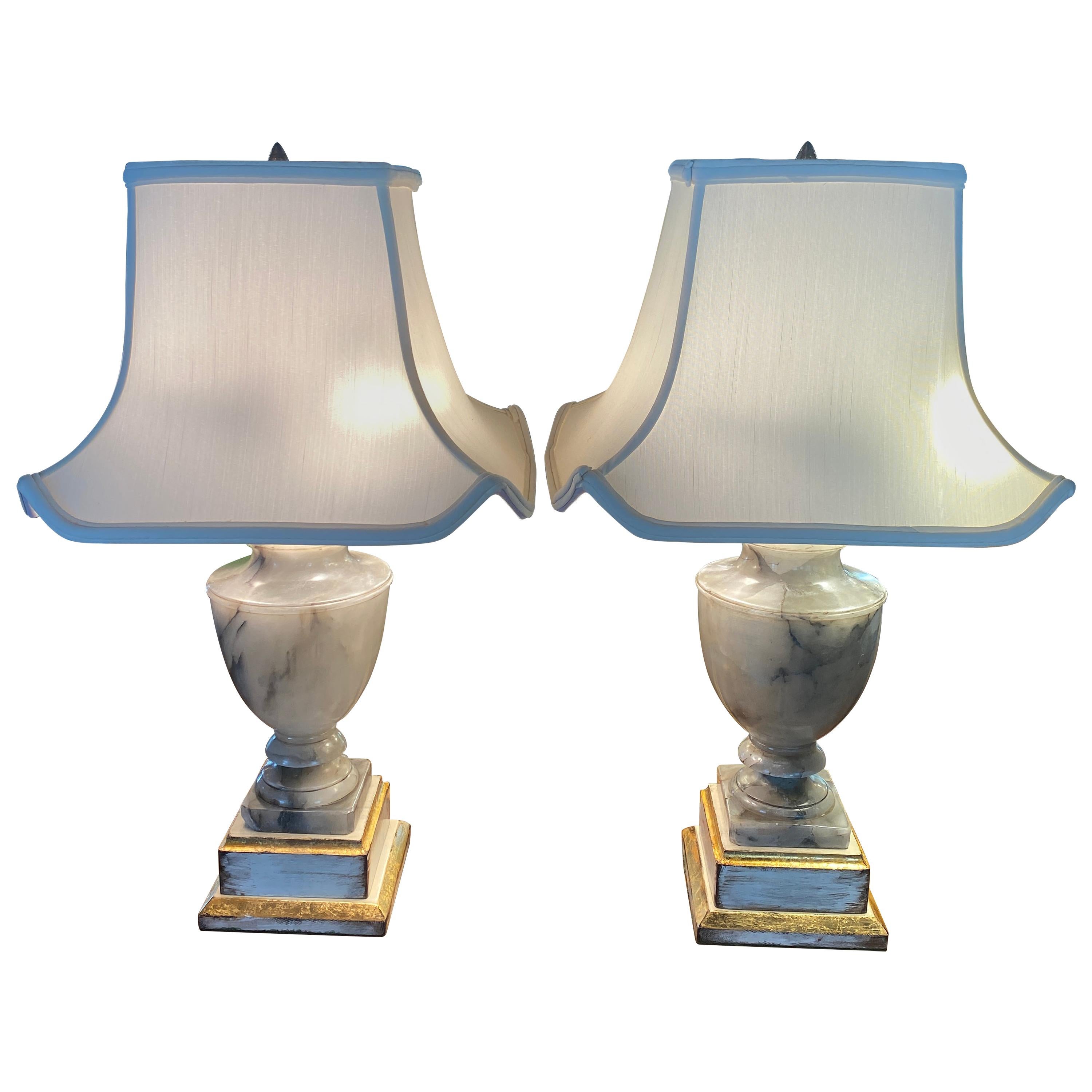 Pair of NeoClassical Onyx Urn Form Table Lamps