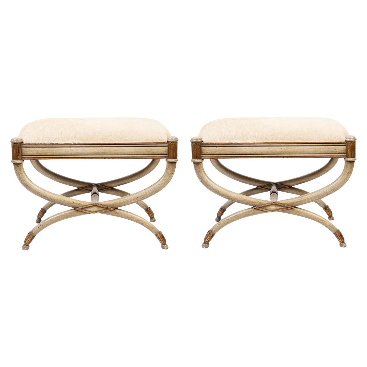 Pair of Neoclassical Painted Benches
