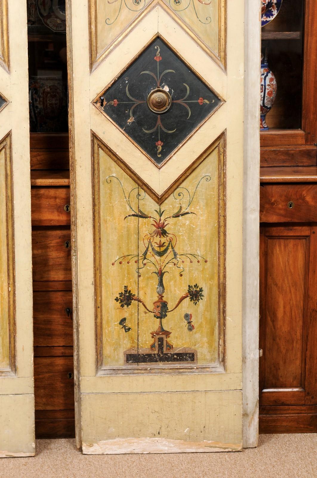 Pair of Neoclassical Painted Doors with Arabesque Designs, ca. 1800 For Sale 5