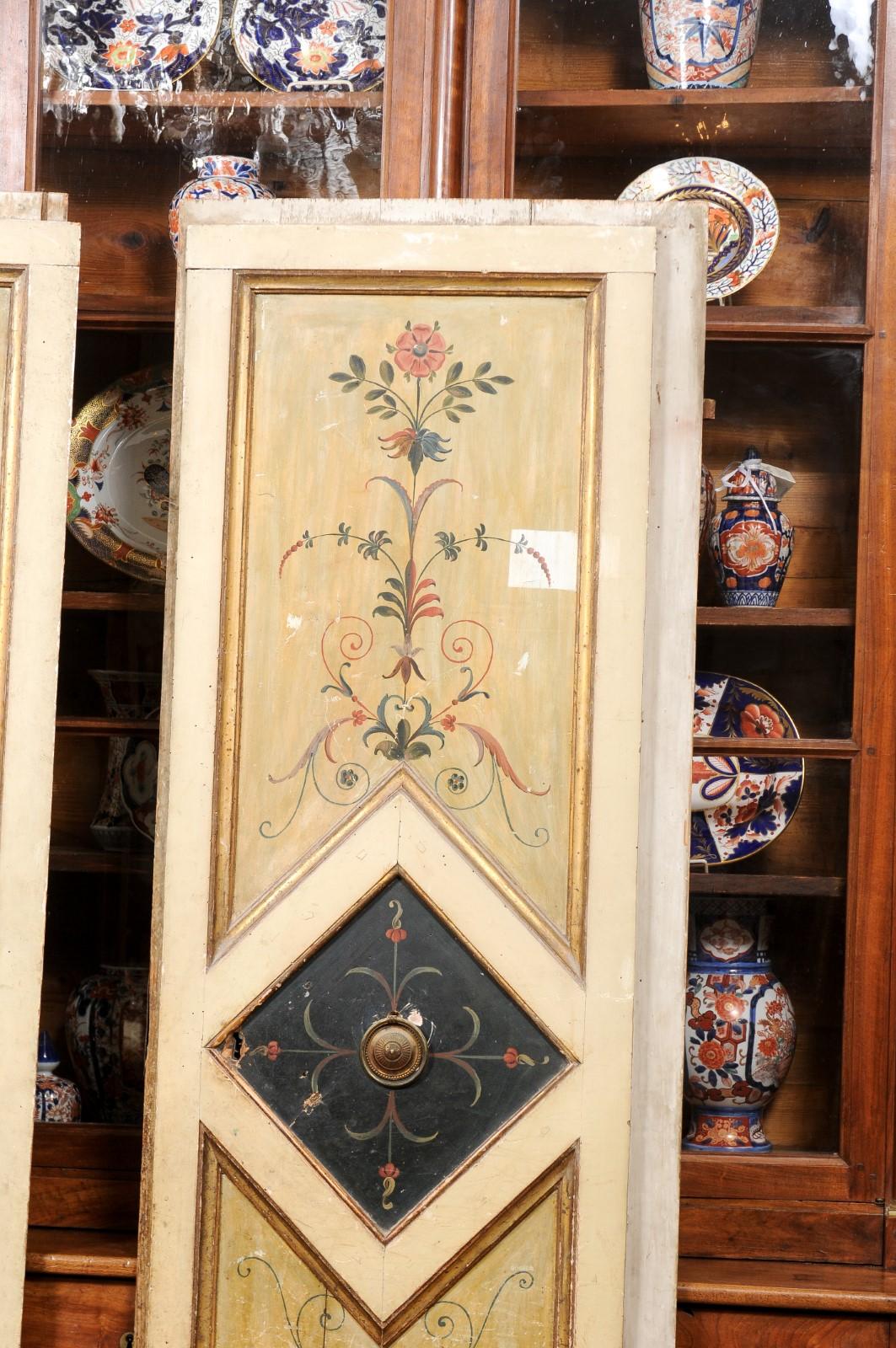 Pair of Neoclassical Painted Doors with Arabesque Designs, ca. 1800 For Sale 4