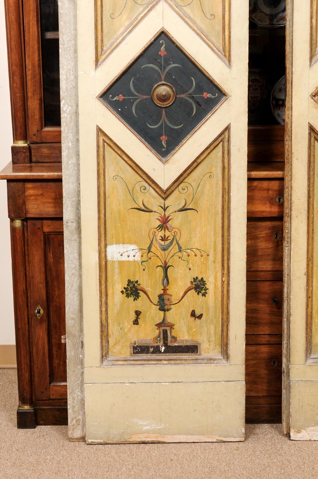 Pair of Neoclassical Painted Doors with Arabesque Designs, ca. 1800 For Sale 2