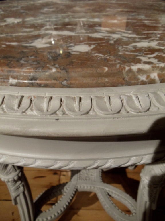 Pair of Neoclassical Painted Marble Top Gueridons or End Tables In Good Condition In Essex, MA