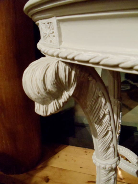 Beech Pair of Neoclassical Painted Marble Top Gueridons or End Tables