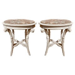 Pair of Neoclassical Painted Marble Top Gueridons or End Tables