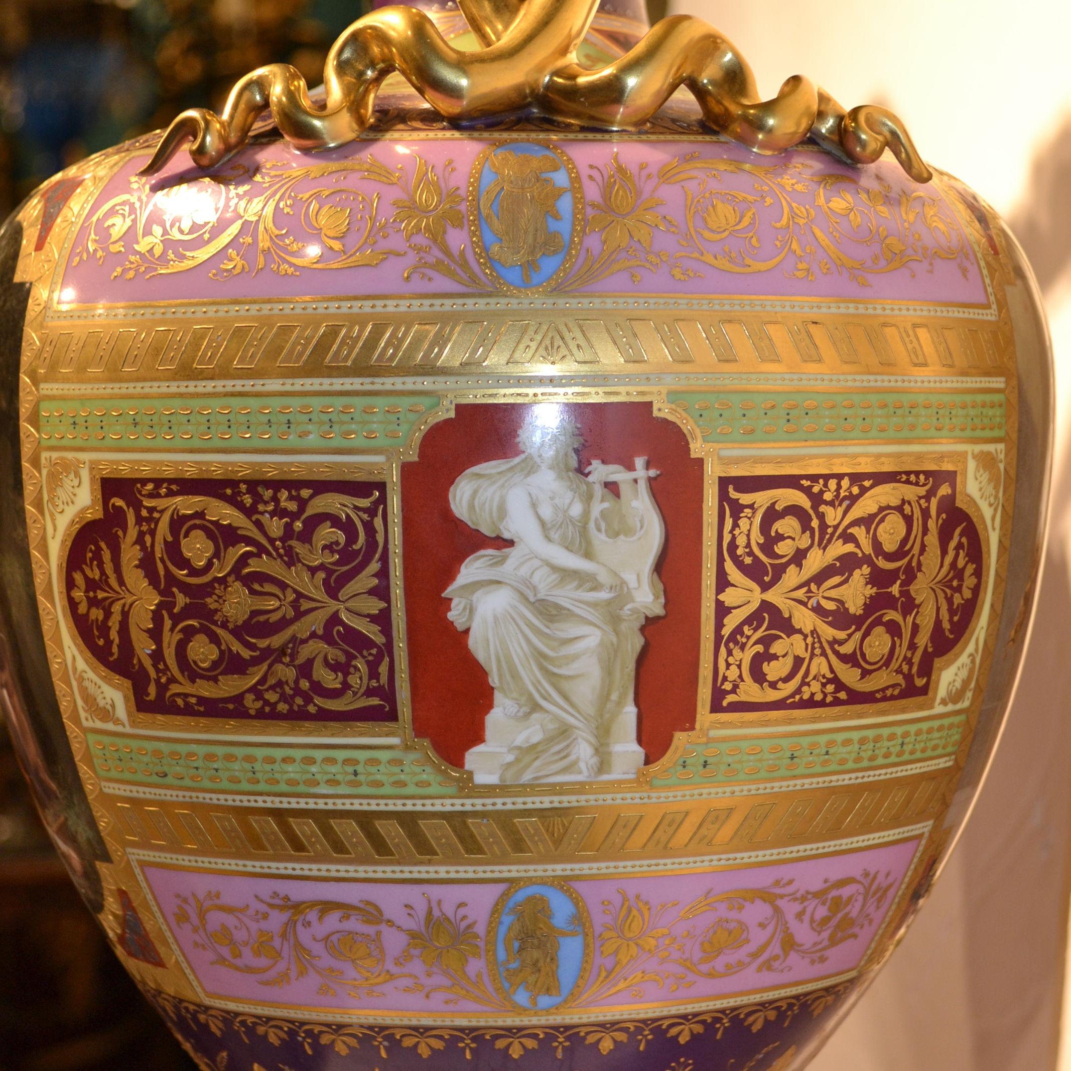 Pair of Neoclassical Palatial Royal Vienna Porcelain Vases 10