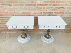 Pair of Neoclassical Pedestal Nightstands, Mid-20th century