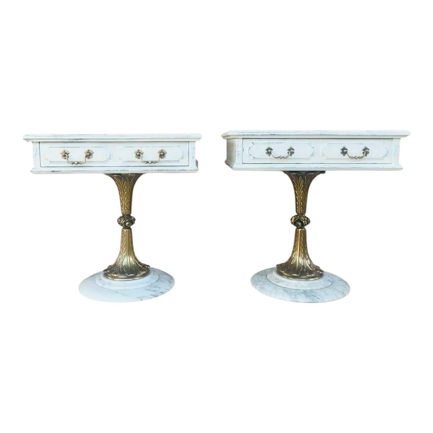 Pair of Neoclassical Pedestal Nightstands, Mid-20th century