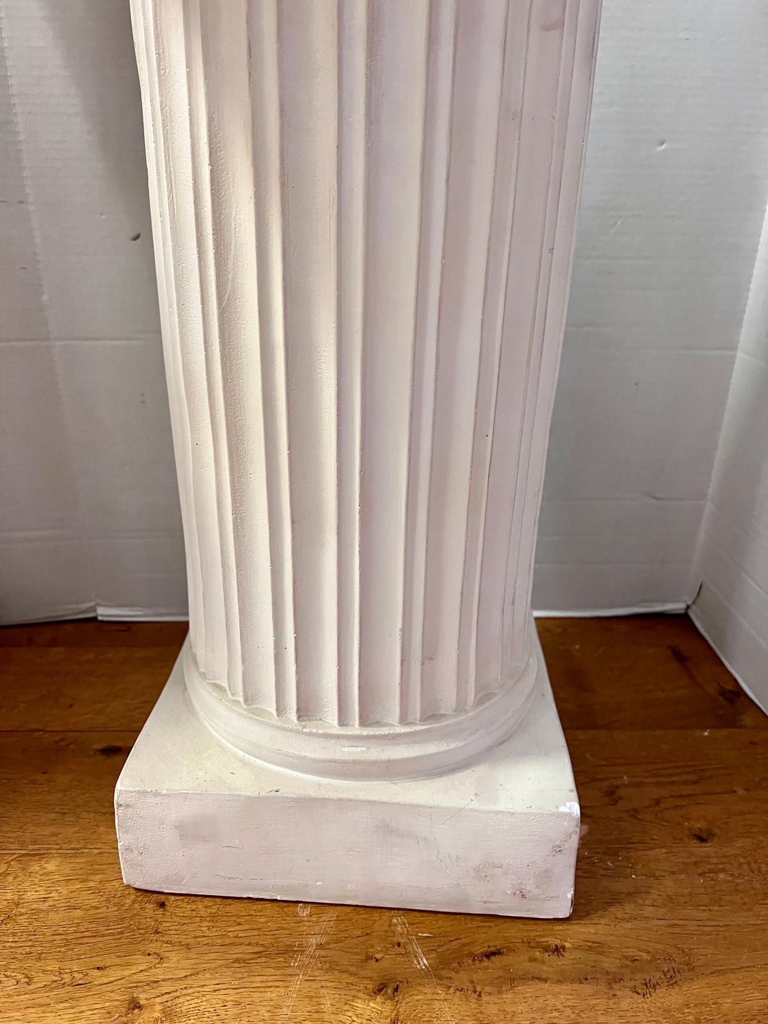 Plaster Pair of Neoclassical Pedestals Columns Side Tables For Sale