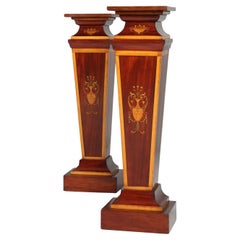 Pair of Neoclassical Pedestals with Marquetry, England, circa 1910-20