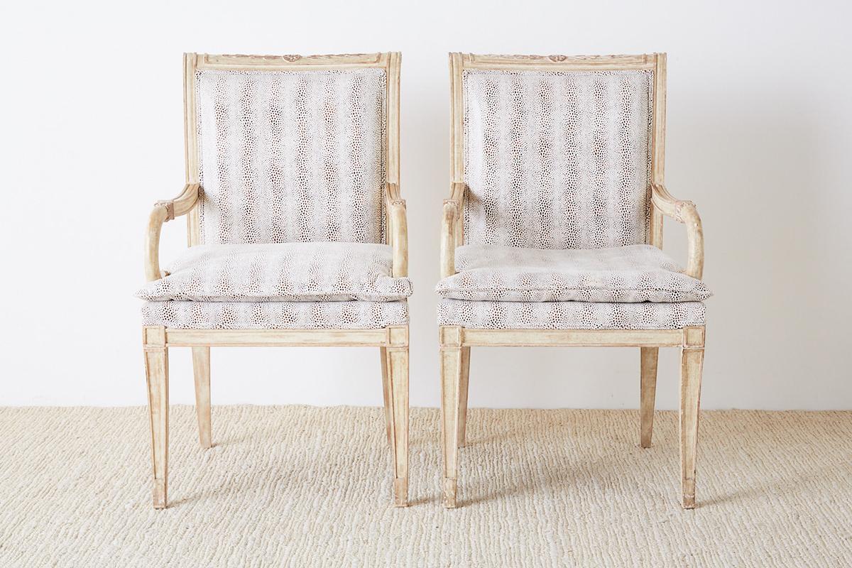 20th Century Pair of Neoclassical Regency Style Armchairs or Library Chairs
