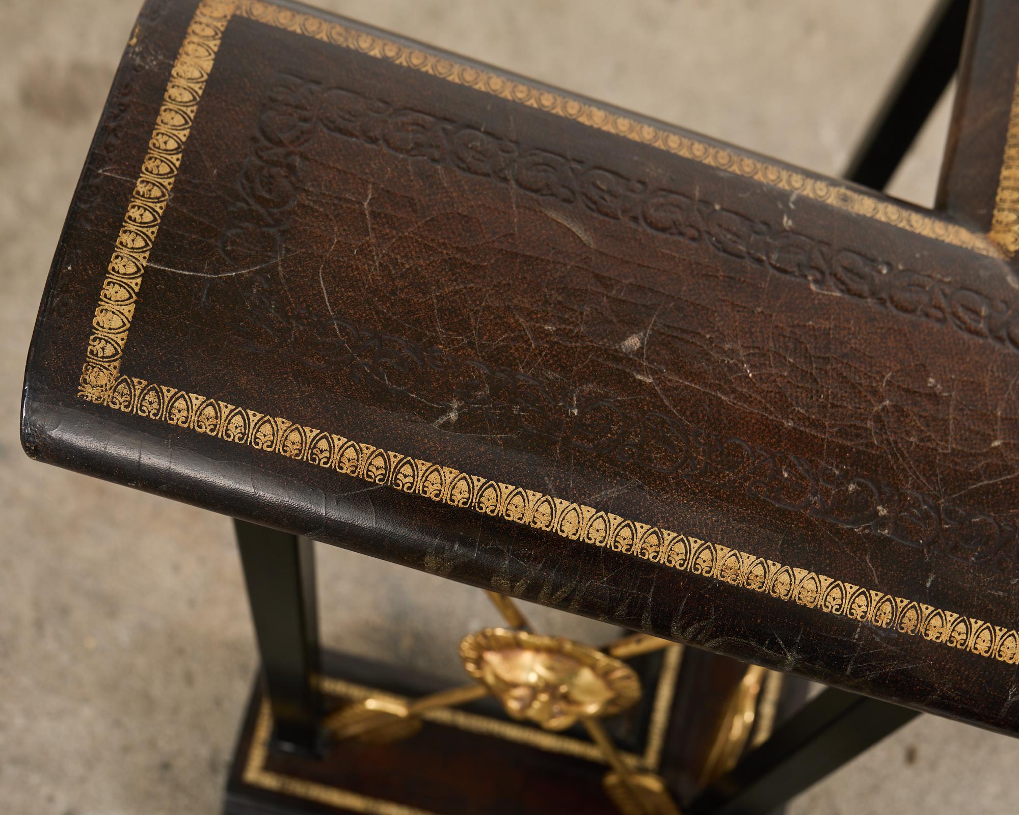 Pair of Neoclassical Regency Style Brass Fireplace Fender Benches 3