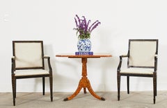Pair of Neoclassical Regency Style Ebonized Mahogany Library Chairs