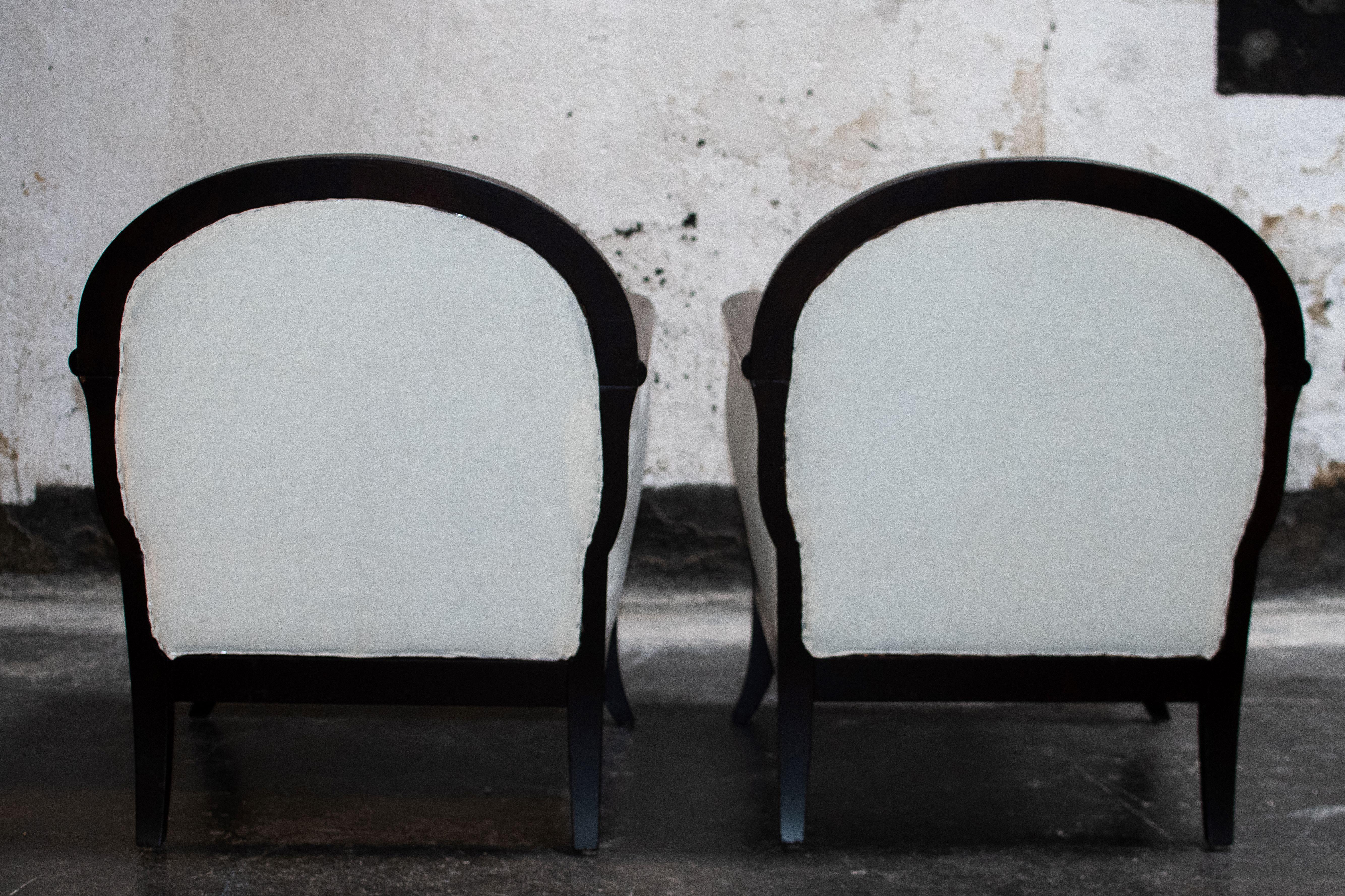 Swedish Pair of Neoclassical Revival Lounge Chairs - COM Ready For Sale