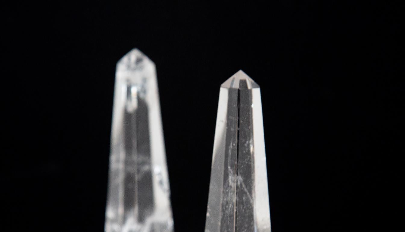 Hand-Carved Pair of Neoclassical Rock Crystal Obelisks