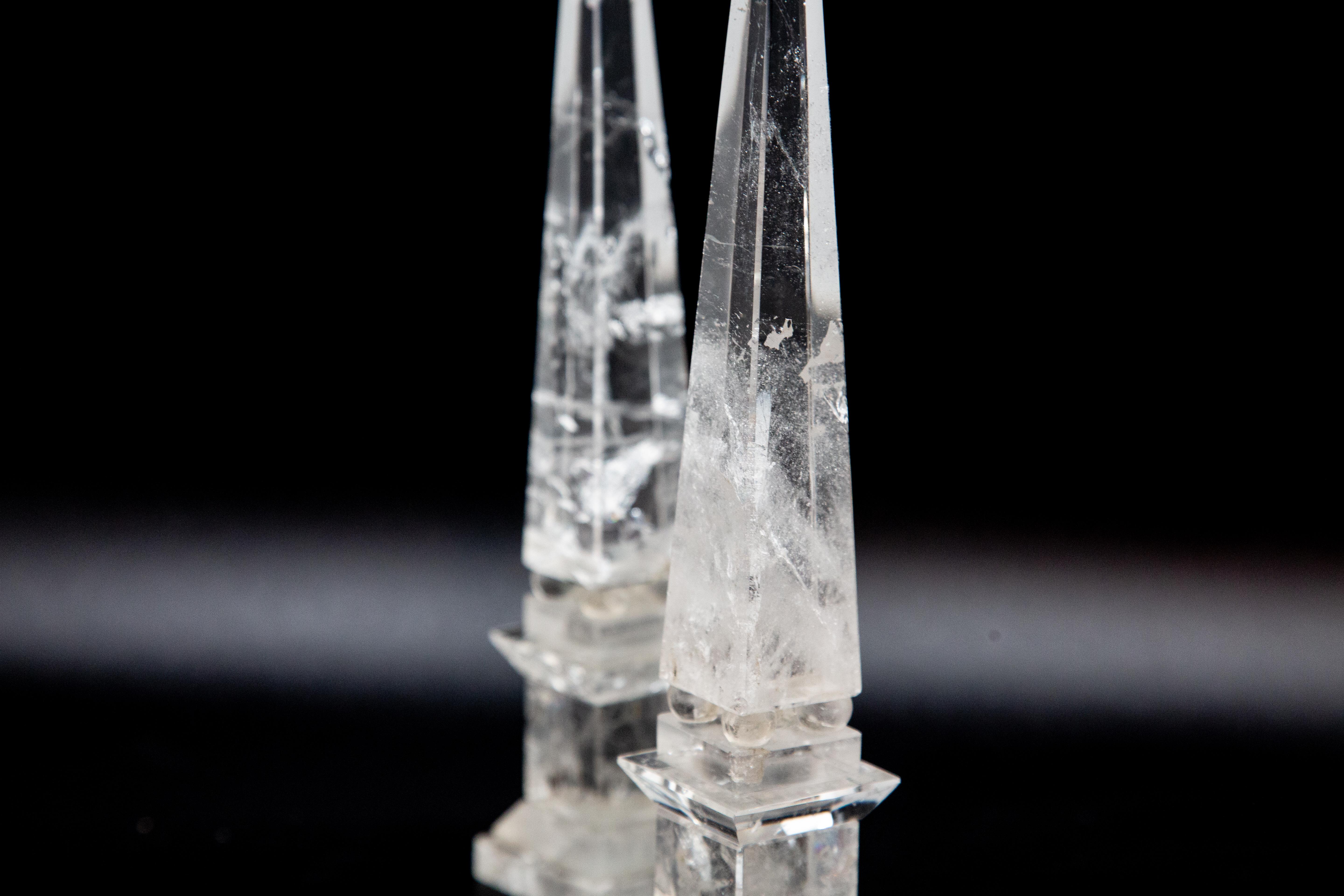 Pair of Neoclassical Rock Crystal Obelisks In New Condition In New York, NY