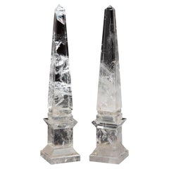 Paire d'obélisques néoclassiques en cristal de roche