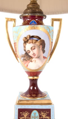 Pair of Neoclassical Royal Vienna Porcelain Urn-Shaped Table Lamps