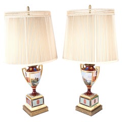 Pair of Neoclassical Royal Vienna Porcelain Urn-Shaped Table Lamps