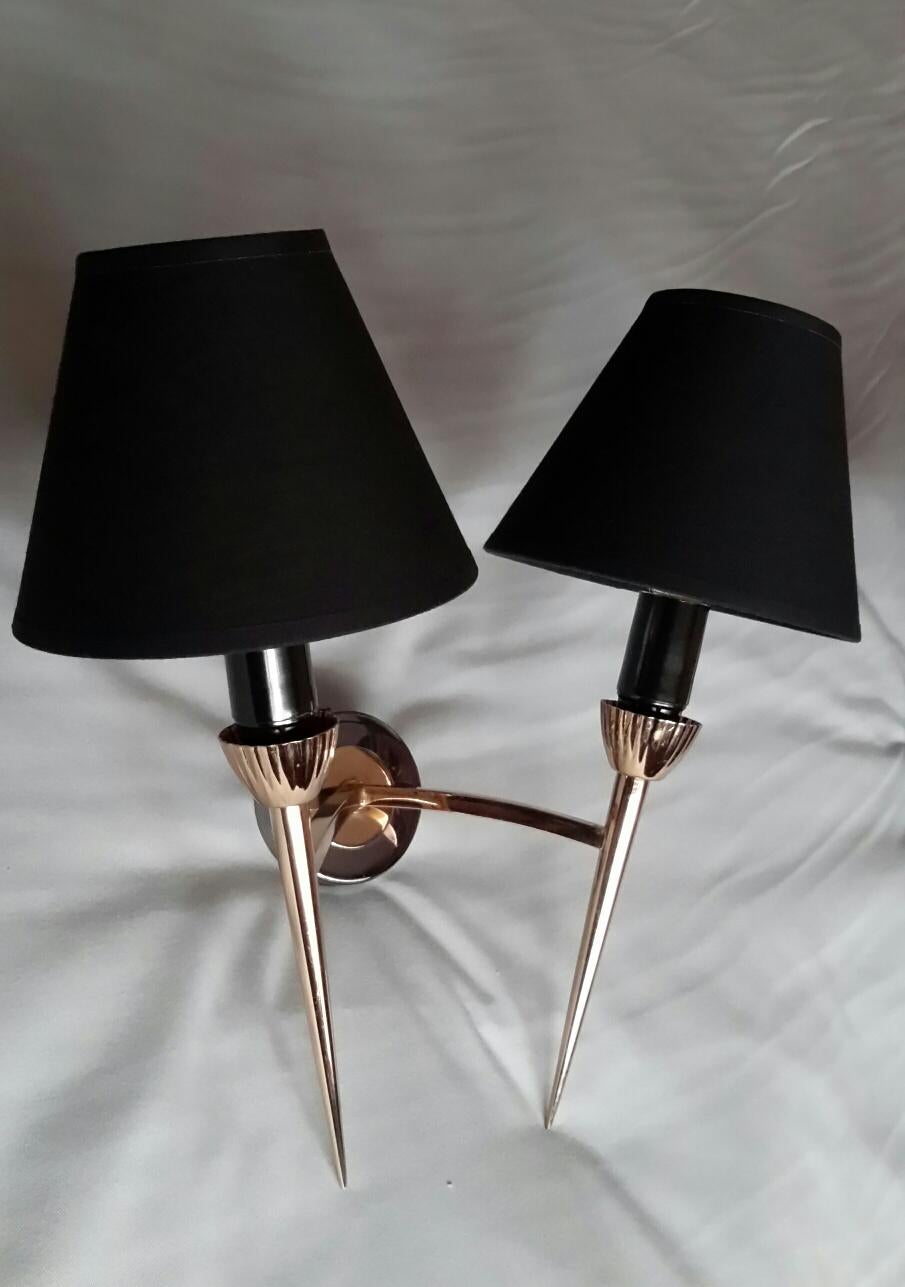 Pair of Neoclassical Sconces by Maison Lunel, France, 1950 For Sale 3