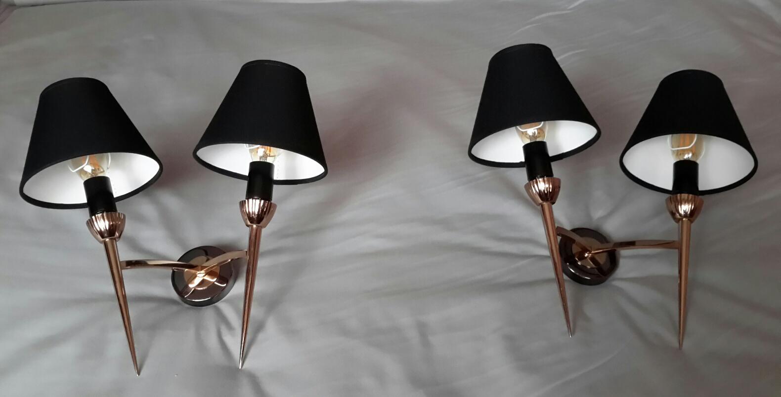 Pair of Neoclassical Sconces by Maison Lunel, France, 1950 For Sale 1