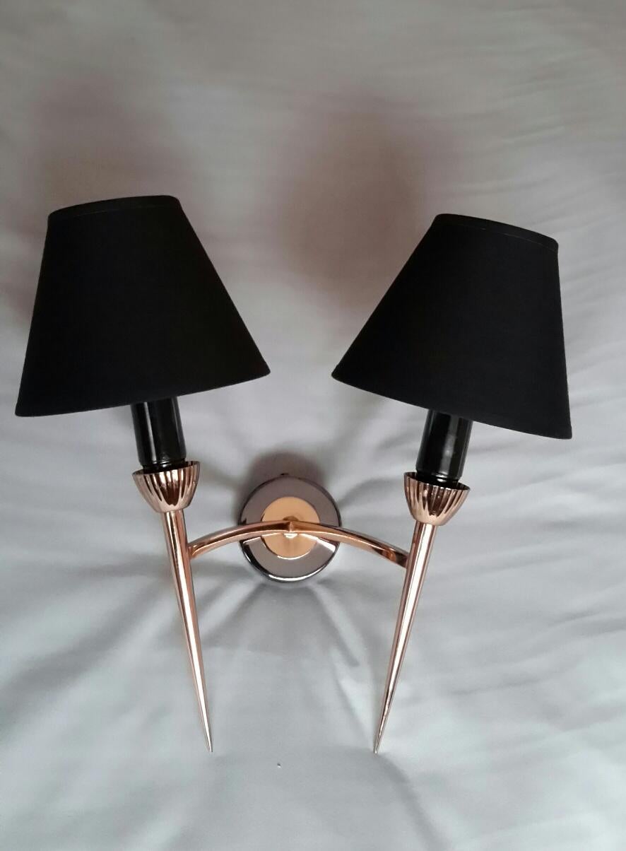 Pair of Neoclassical Sconces by Maison Lunel, France, 1950 For Sale 2