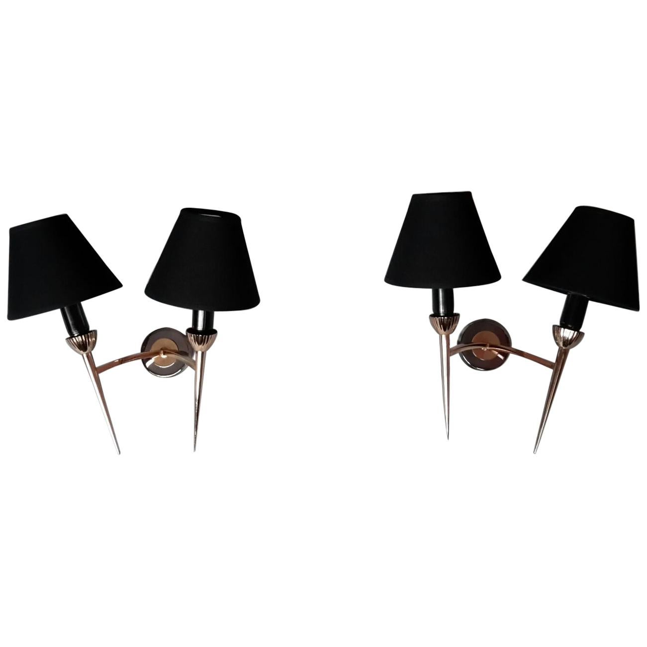Pair of Neoclassical Sconces by Maison Lunel, France, 1950