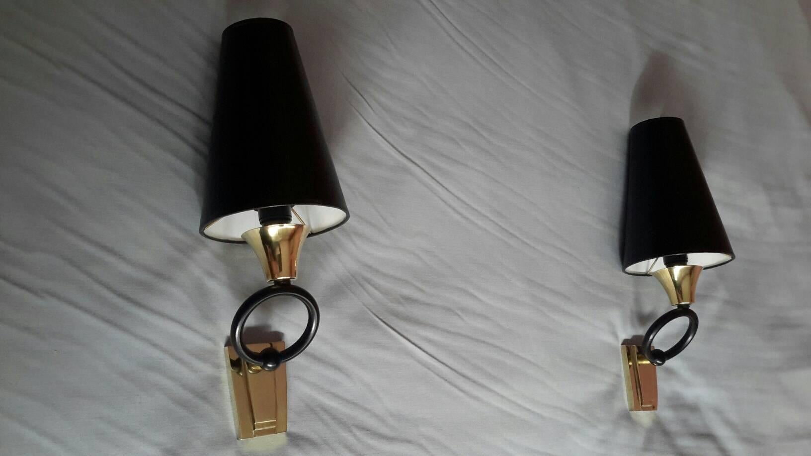 Pair of Neoclassical Sconces, Maison Jansen Style, France, 1950s In Good Condition In Paris, FR